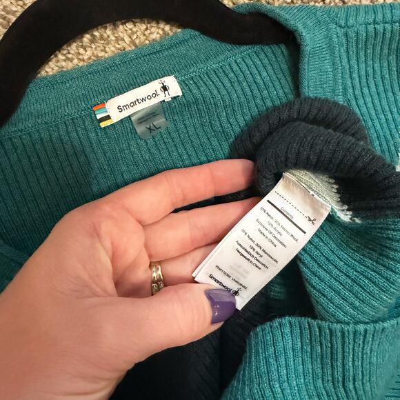 Smartwool Teal and Gray Colorblock Sweater - Picture 5 of 5